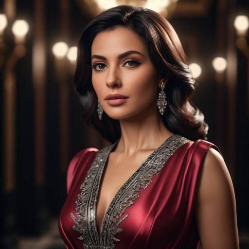 Elegant Femme Fatale in Stunning Gown