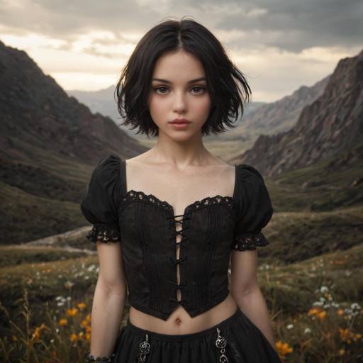 Mysterious Girl in Gothic Fantasy Landscape