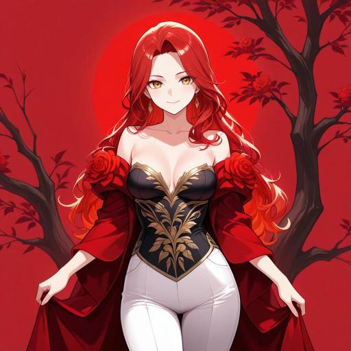Charming Lady in Rich Red Cape Charming Lady in Rich Red Cape