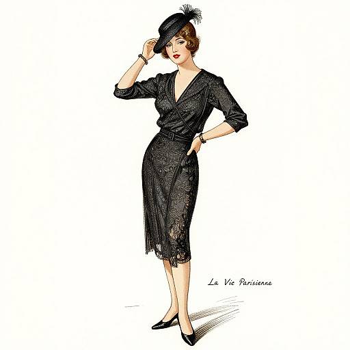 Vintage 1938 Parisian Elegance Illustration
