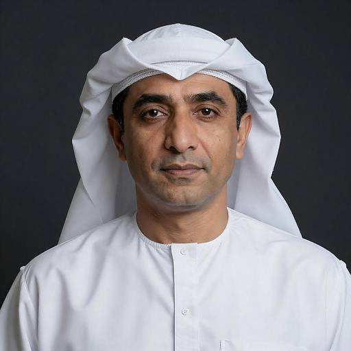 Middle-Aged Man in White Headscarf