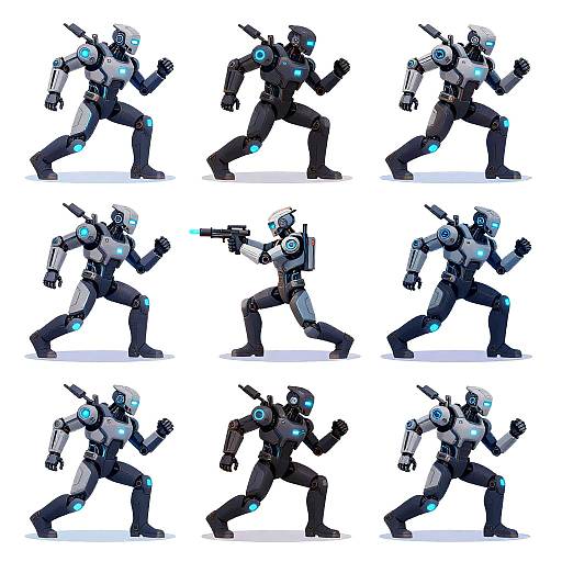 Futuristic Cyborg Pixel Art Sprite Sheet