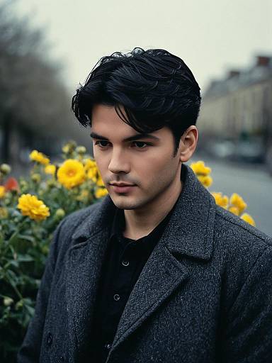 Realistic Man in Overcoat Outdoors