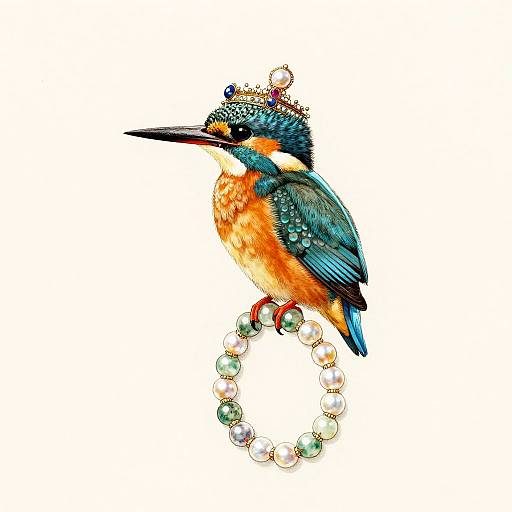 Kingfisher on Jade Bead Necklace