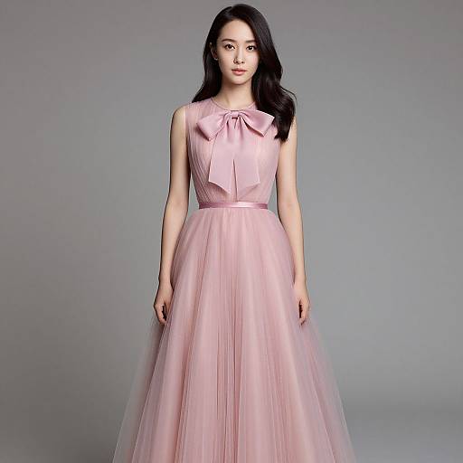 Elegant Woman in Pink Tulle Dress