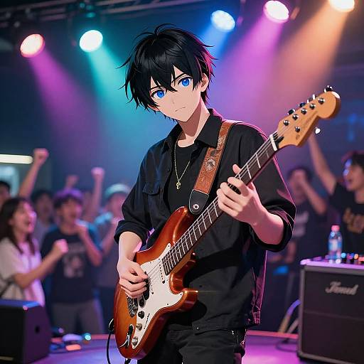 Anime Boy Rocking Electric Guitar
