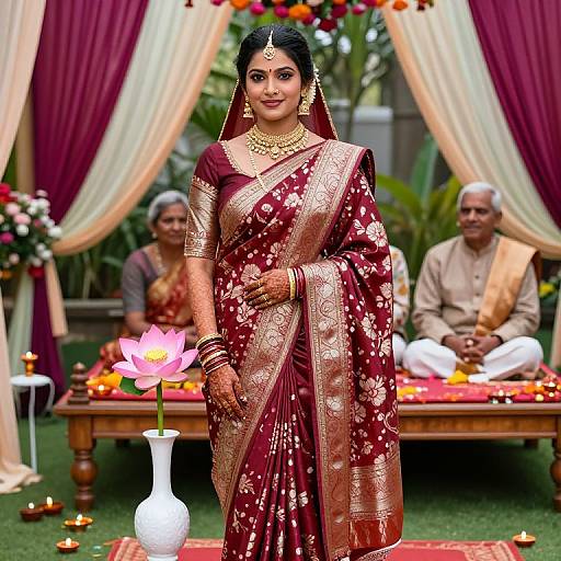 Elegant East Indian Bride in Silk Saree