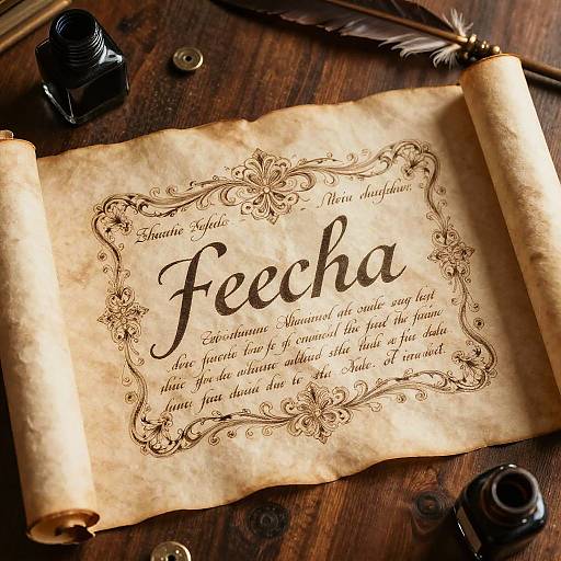 Vintage Parchment Scroll with Calligraphy