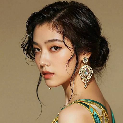 Art Deco Woman with Crystal Earring