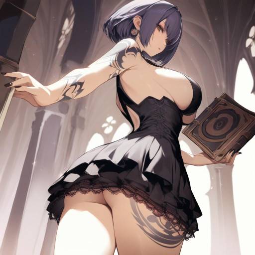 Gothic Elegance: Solo Girl in Black Dress