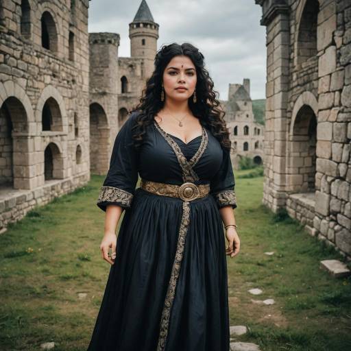 Confident Curvy Woman in Ancient Ruins
