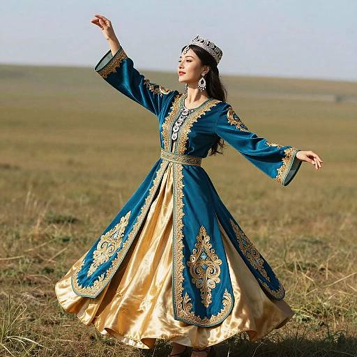 Graceful Kazakh Woman in Traditional Dress