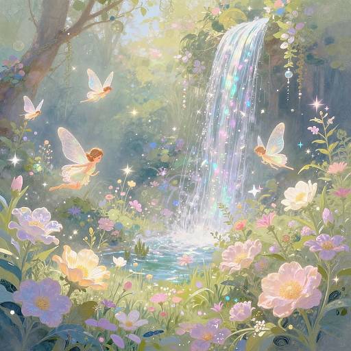 Enchanted Garden with Luminous Fairies