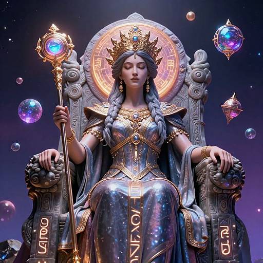 Celestial Headgoddess on Ornate Throne