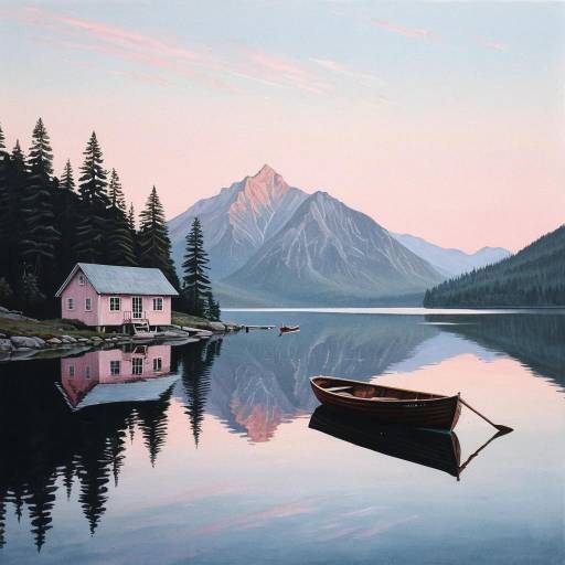 Mountain Lake Cottage at Dawn