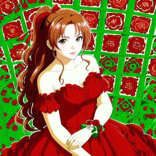 Illustration of Aerith gainsborough (red dress), final fantasy in the style of Shouji ayumu