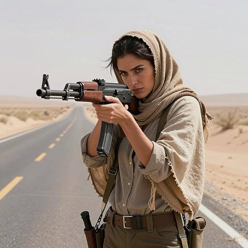 Cinematic Portrait of Desert Warrior Woman