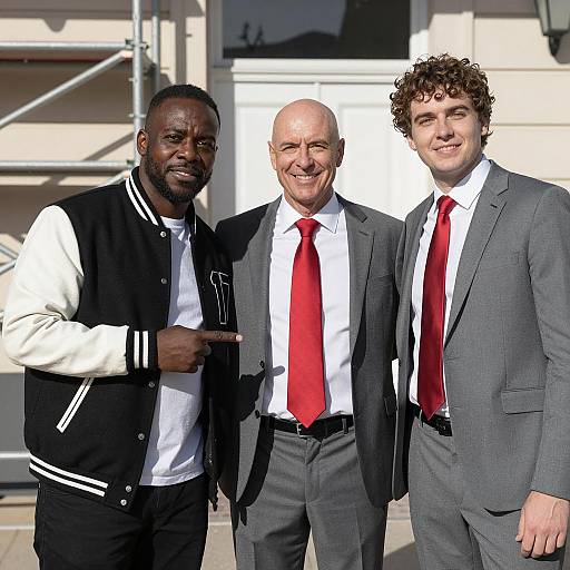 Three Men in Suits and Casual Jacket Outdoors