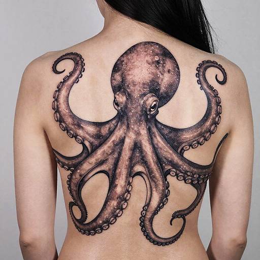 Realistic Octopus Back Tattoo Artwork