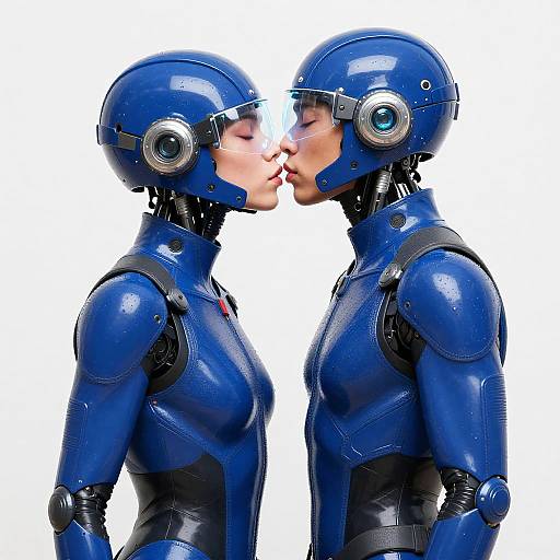 Cobalt Blue Cyborg Lovers Portrait