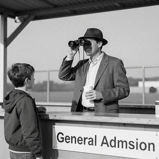 Vintage Black-and-White Scene at Admission