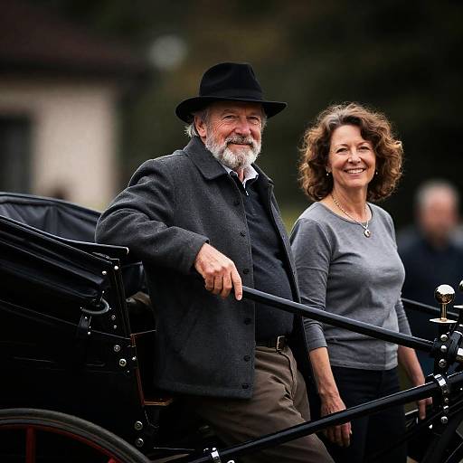 Charming Older Couple with Carriage