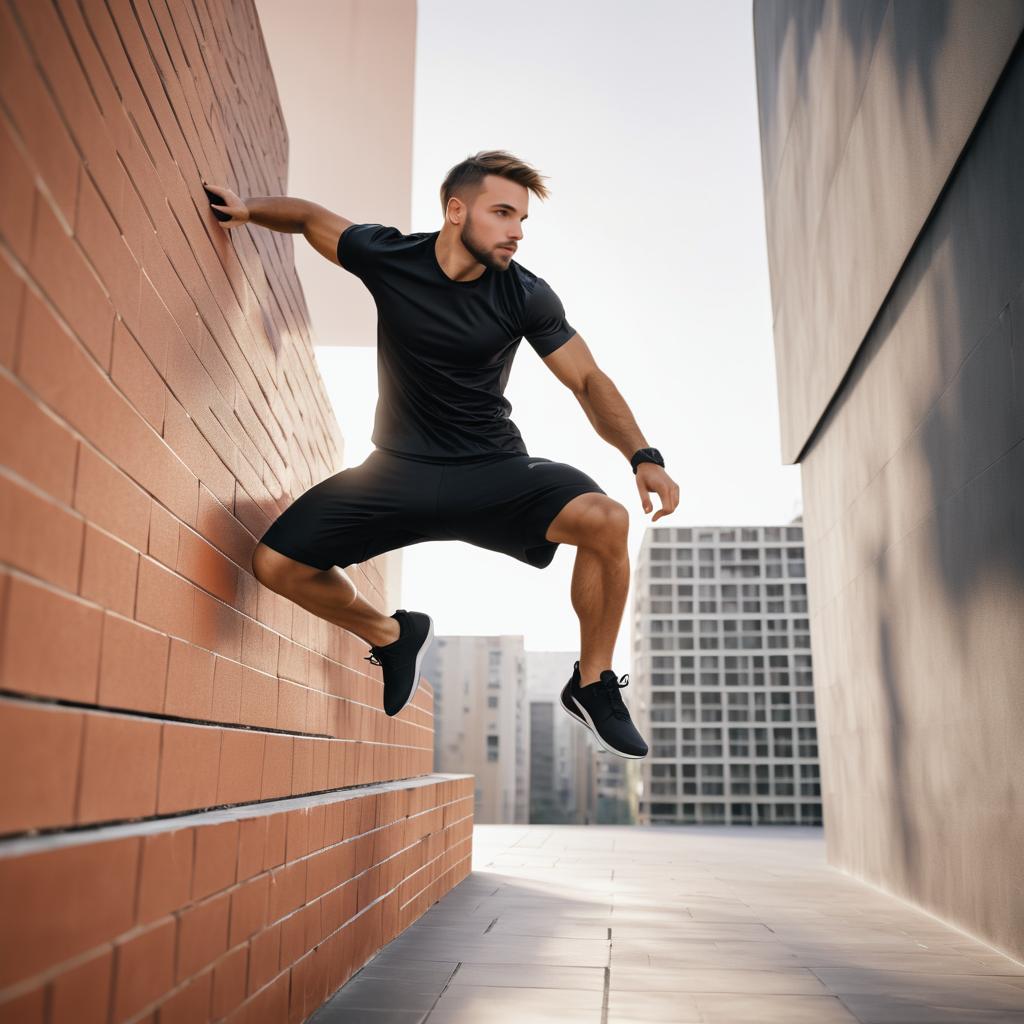 Dynamic Parkour Athlete in Modern Style