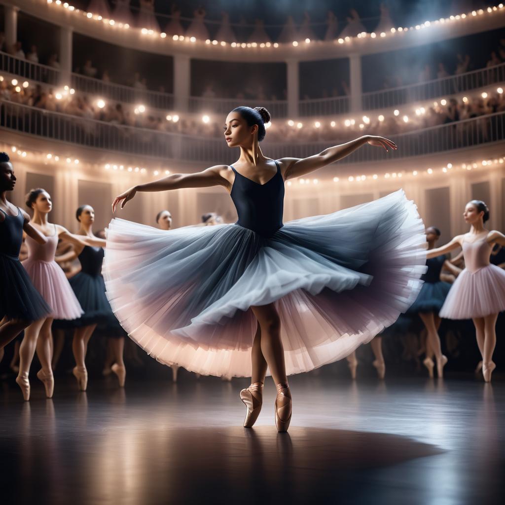 Ballet Dancer in Dimly Lit Theater