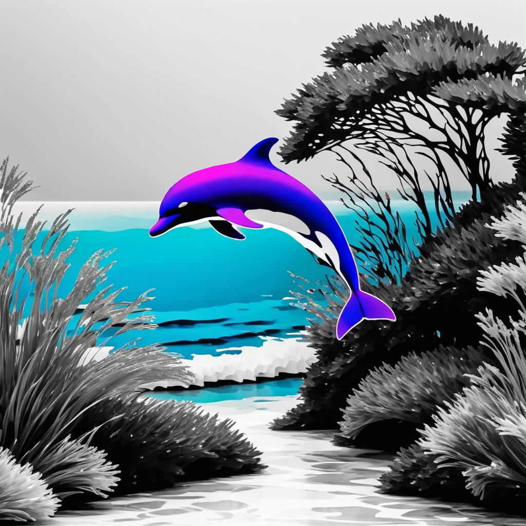 Monochrome Dolphin with Artistic Elements