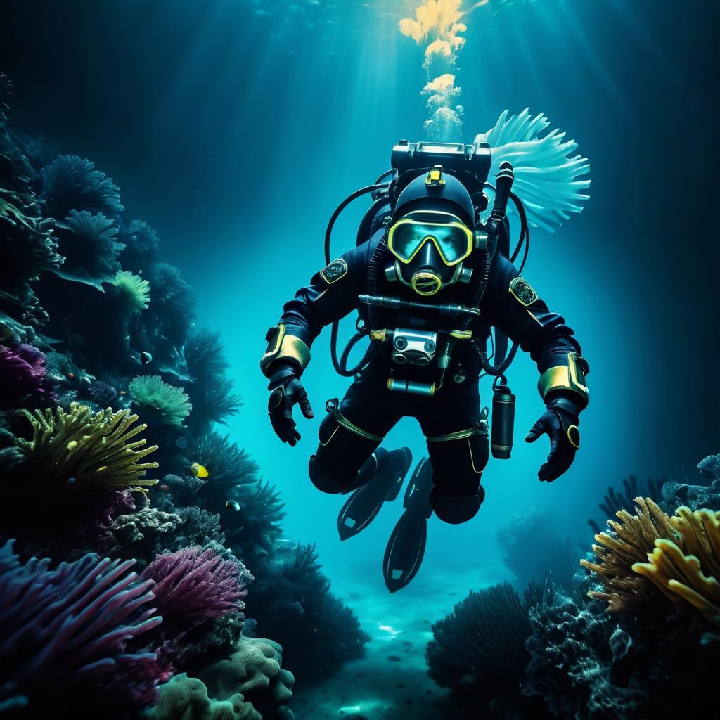 Epic Cyberpunk Underwater Diver Adventure