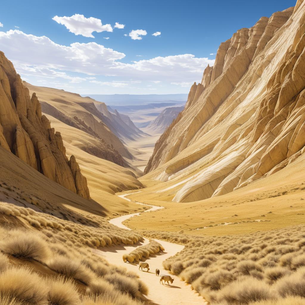 Serene Canyon Landscape with Mountain Goats