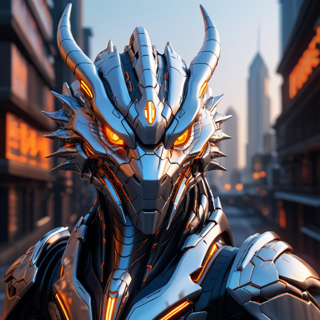 Cinematic Robotic Dragon in Cyberpunk City