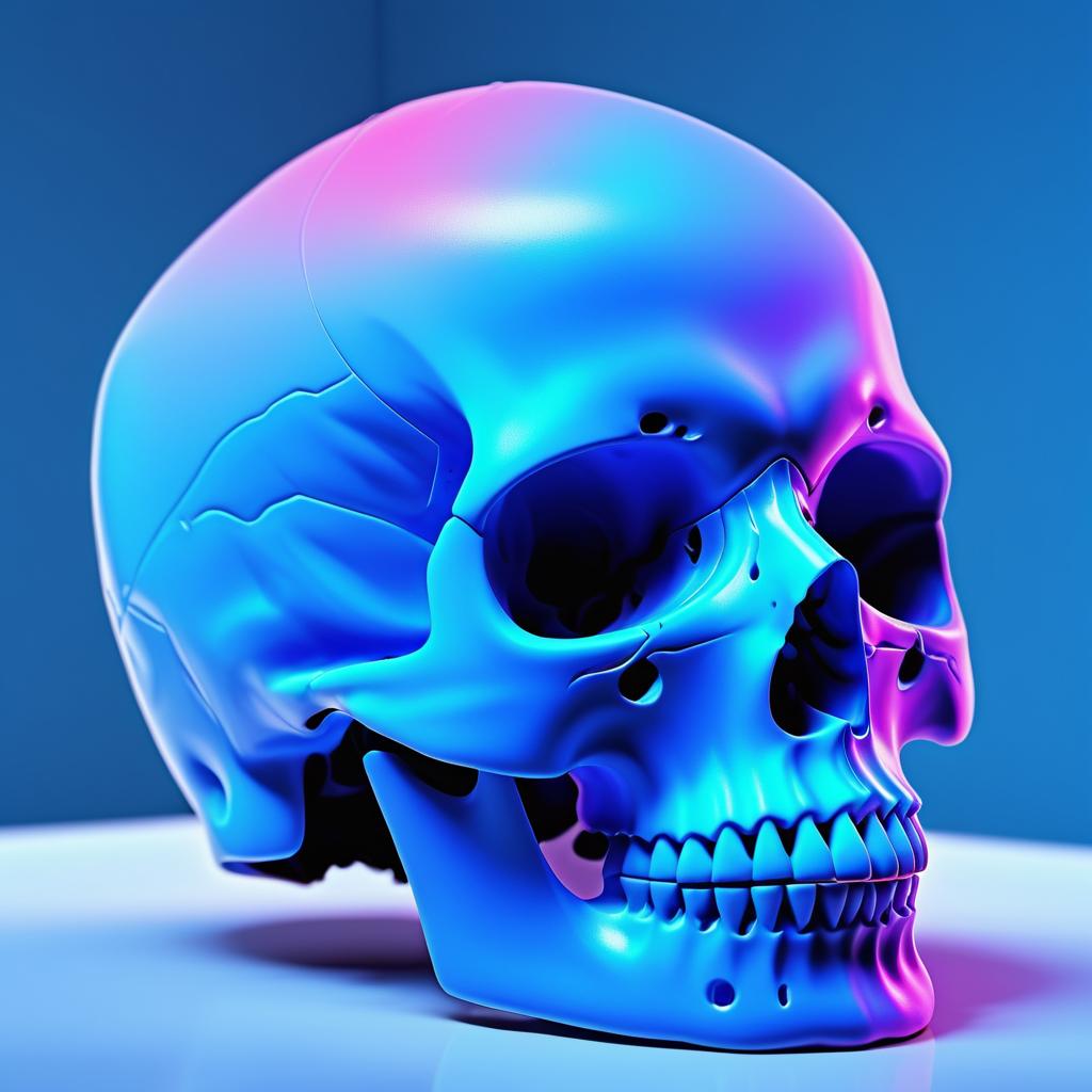 Ultra-Realistic Plastic Skull in Museum