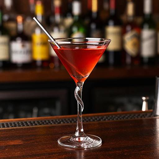 Twisted-stem Martini Glass with Red Cocktail
