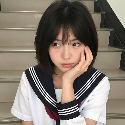 Photorealistic East Asian Sailor Girl