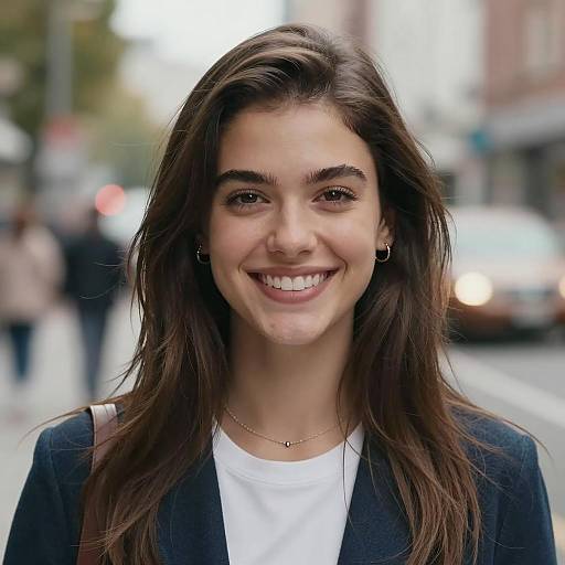 Charming Girl with Brown Hair and Jewelry