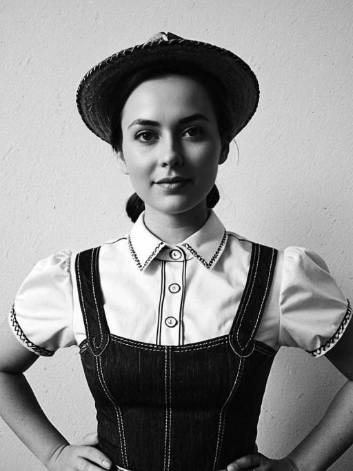 Woman in Retro Style Woody Costume