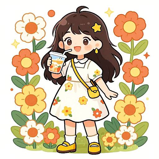 Whimsical Anime Girl in Summer Dress