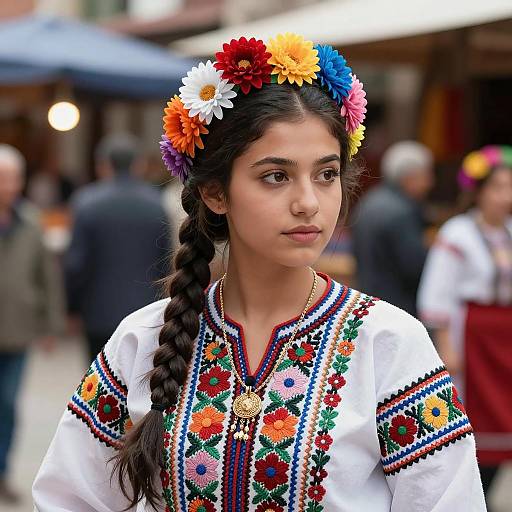Young Woman in Traditional Subli Folk Costume