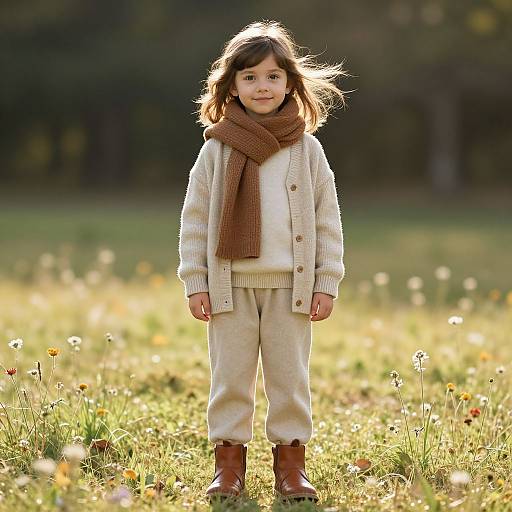 Cozy Autumn Girl in Sunlit Meadow