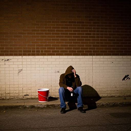 Solitary Figure in Nighttime Urban Scene