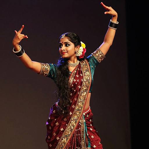 Indian Classical Dance with Vibrant Flowers