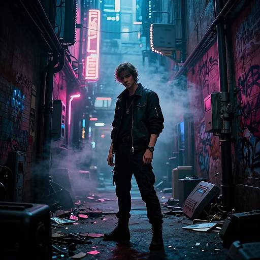 Futuristic Cyberpunk Alley Chaos