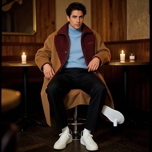 Stylish Man in Cozy Bistro Setting