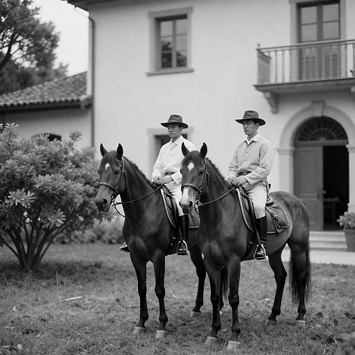 Vintage Photograph of Men on Horseback