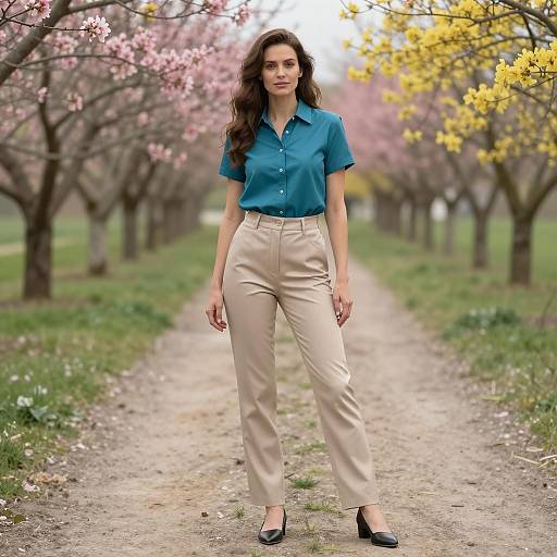 Photorealistic Woman in Orchard Outfit