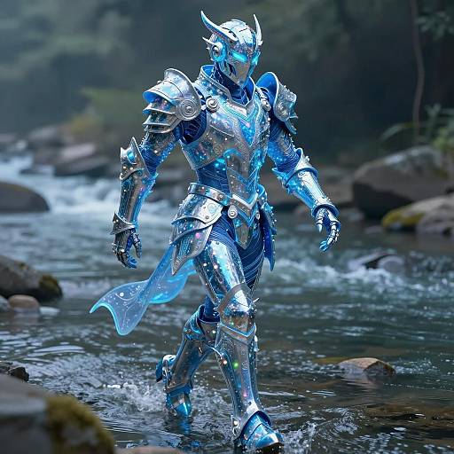 Neon Blue Futuristic Armored Warrior