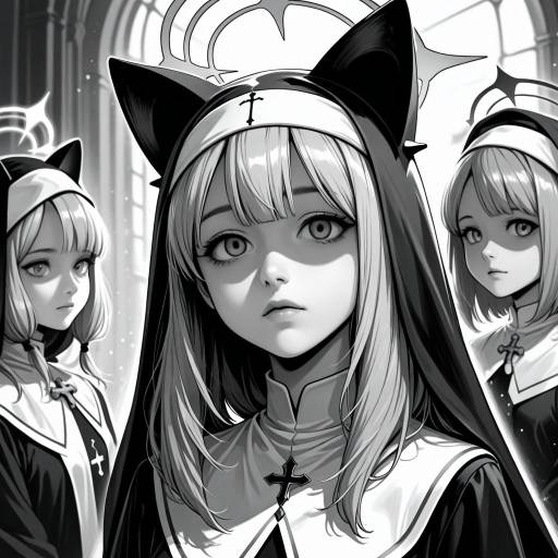 Monochrome Girls with Animal Ears