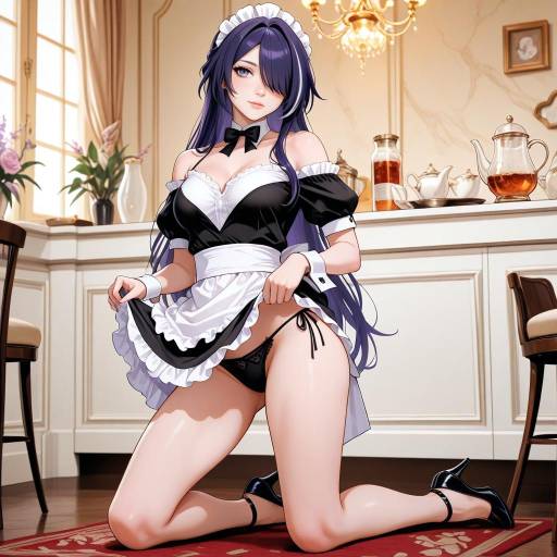 Elegant Acheron Honkai Maid in Golden Hour