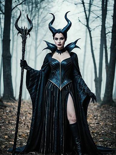 Maleficent-Inspired Full-Body Horned Cosplay Photo